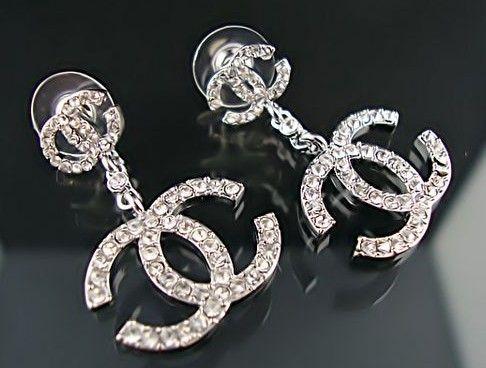 Diamond Chanel Logo - coco chanel silver | Coco Chanel Diamonds Double C Logo Earrings ...