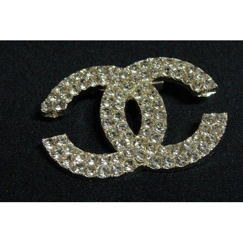 Diamond Chanel Logo - Designer Inspired Letter Brooch Rhinestone 18K Vintage Logo Chanel ...