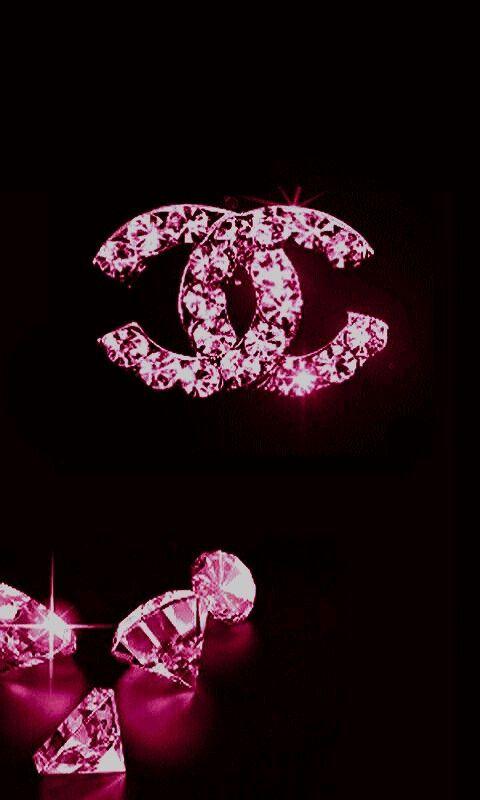Diamond Chanel Logo - Pink and Black chanel with diamonds. Coco Chanel