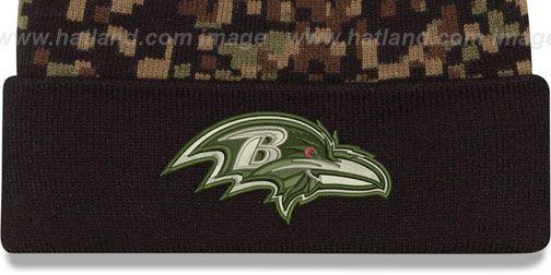 Camo Ravens Logo - Ravens ARMY CAMO PRINT-PLAY Knit Beanie Hat by New Era