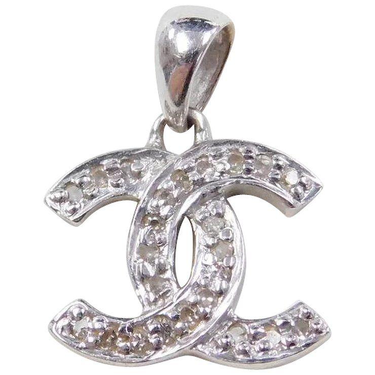 Diamond Chanel Logo - Vintage 14k White Gold Chanel Logo Diamond Pendant SOLD | Ruby Lane