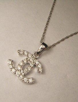 Diamond Chanel Logo - Authentic CHANEL Logo 1.0 Carat Natural Diamond Necklace In 14K ...