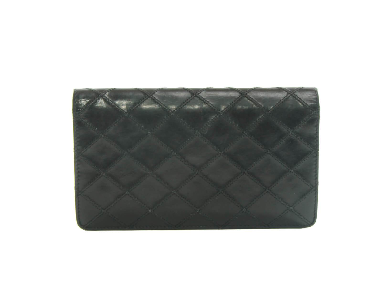 Diamond Chanel Logo - Authentic Chanel CC logo Black Diamond stitch lambskin wallet