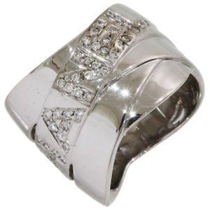 Diamond Chanel Logo - Chanel Logo Pave Diamonds Band Ring in 18K White Gold US4 EU46 D5363 ...
