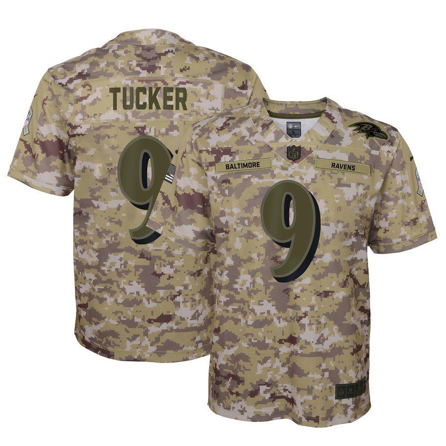 Camo Ravens Logo - Youth Baltimore Ravens Justin Tucker Nike Camo Salute to Service ...