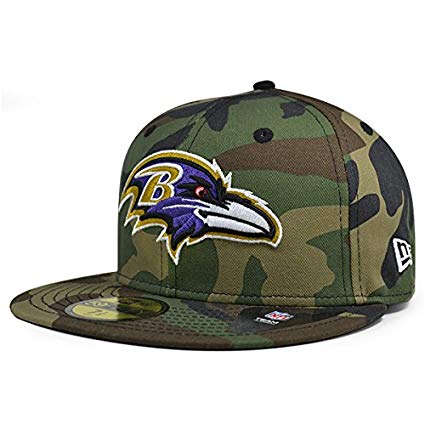 Camo Ravens Logo - Amazon.com : New Era Baltimore Ravens NFL Woodland Camo 59Fifty ...