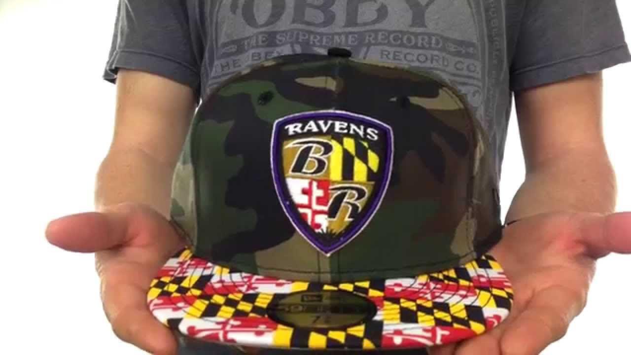 Camo Ravens Logo - Ravens 'ALT MARYLAND-FLAG' Army Camo Fitted Hat by New Era - YouTube