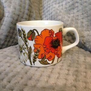 White and Orange J Logo - Vintage Pottery J & G Meakin Poppy Cup White And Orange