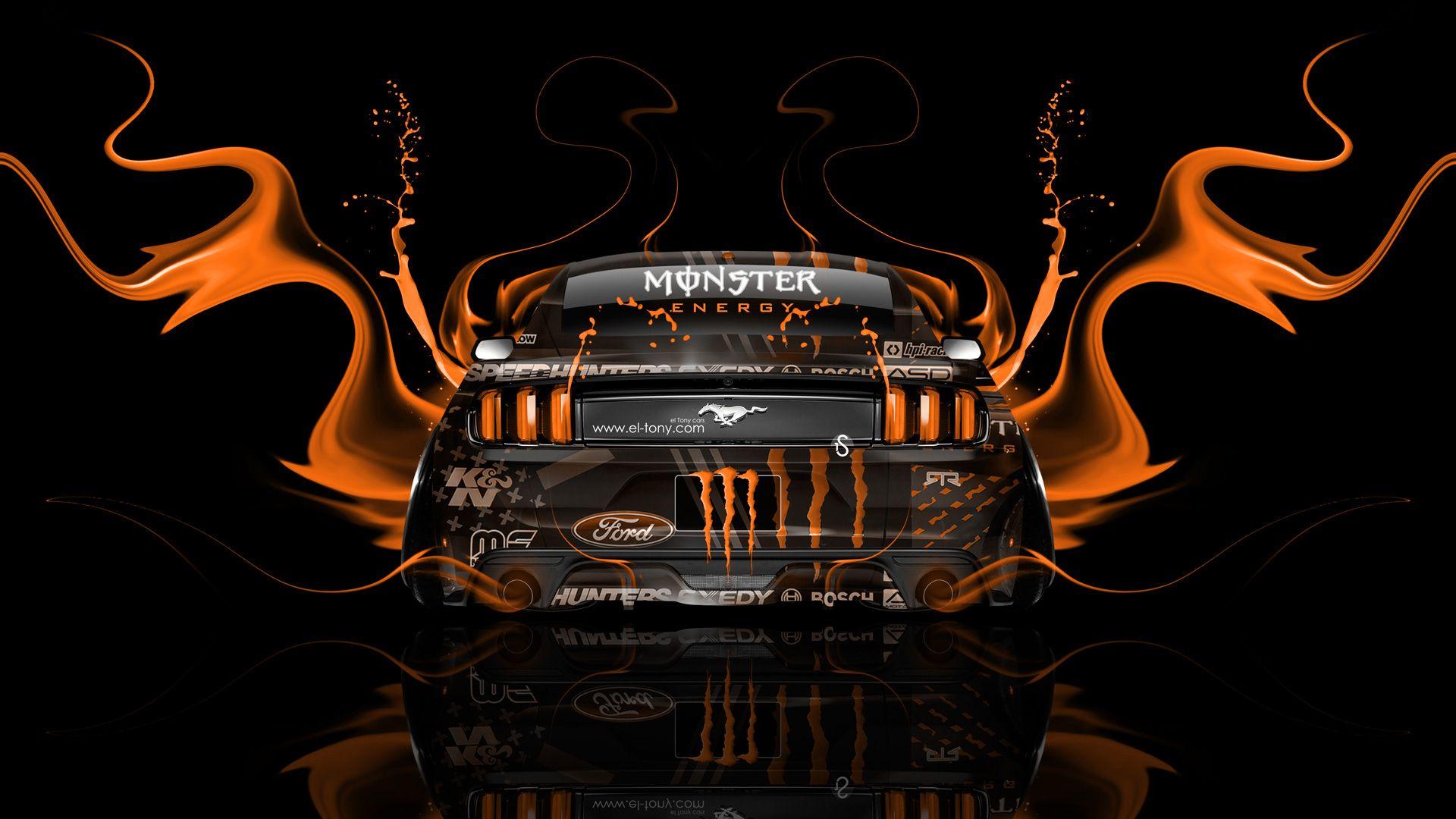 Orange Monster Logo - Monster Energy Ford Mustang Muscle Back Fire Acid Car 2014 | el Tony