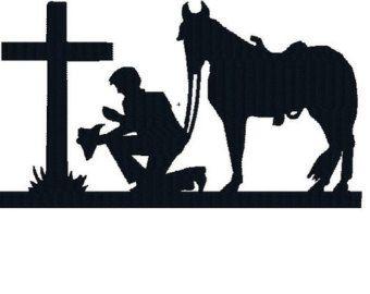 Praying Cowboy Black and White Logo - Praying cowboy | Etsy