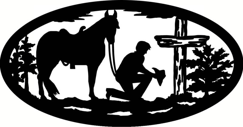 Praying Cowboy Black and White Logo - Free Picture Of Cowboy And Cross, Download Free Clip Art, Free Clip