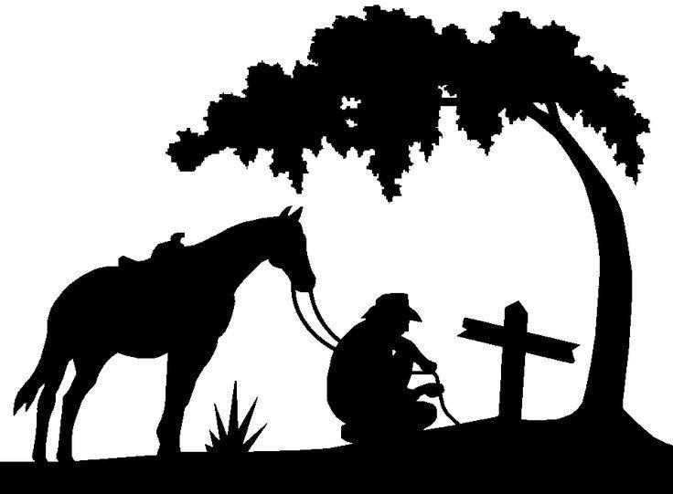 Praying Cowboy Black and White Logo - Projects to Try. Silhouette, Silhouette