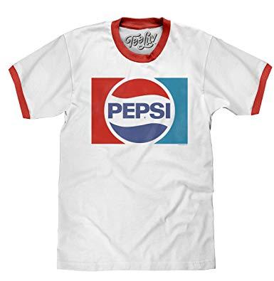 Retro Pepsi Logo - Amazon.com: Tee Luv Pepsi T-Shirt - Classic Pepsi Cola Ringer T ...