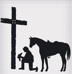 Praying Cowboy Black and White Logo - Image Detail for Metal Art Silhouettes. Praying