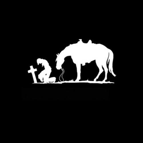 Praying Cowboy Black and White Logo - Moss Brothers Vinyl Decals At Cross