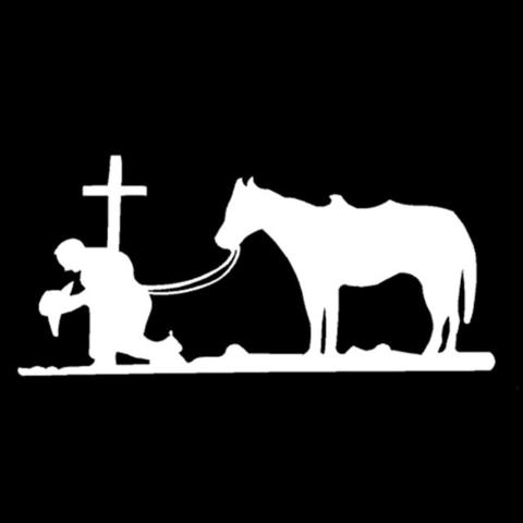 Praying Cowboy Black and White Logo - Praying Cowboy Vinyl Sticker – Linen Mart