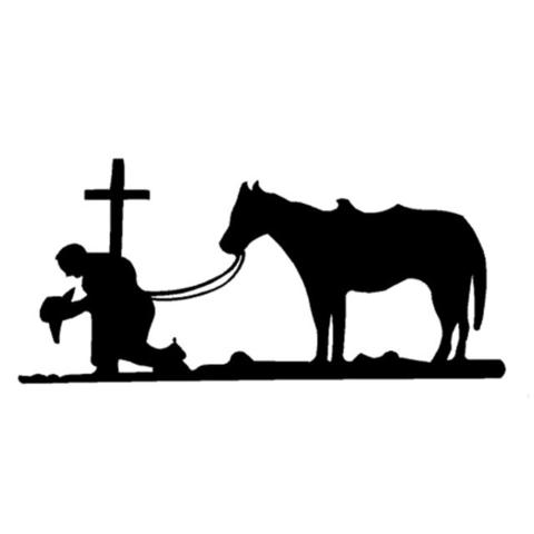 Praying Cowboy Black and White Logo - Praying Cowboy Vinyl Sticker – Linen Mart