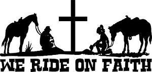 Praying Cowboy Black and White Logo - Praying Cowboy Cowgirl Cross Horse Christ Car Truck Window Vinyl ...
