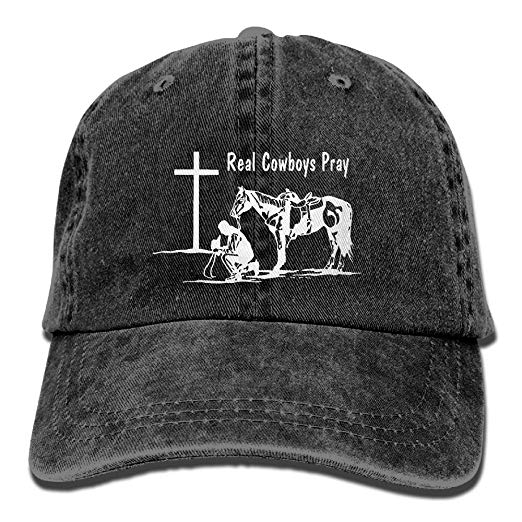Praying Cowboy Black and White Logo - Amazon.com: Christian Praying Cowboy Crosses Unisex Adjustable ...