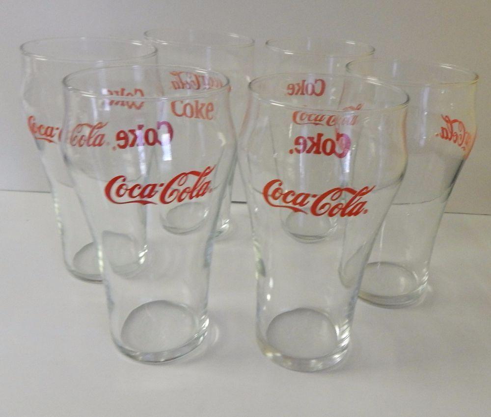 Clear Fountain Logo - Coca Cola CLEAR RED Logo 6 Original Drinking SODA FOUNTAIN GLASS ...