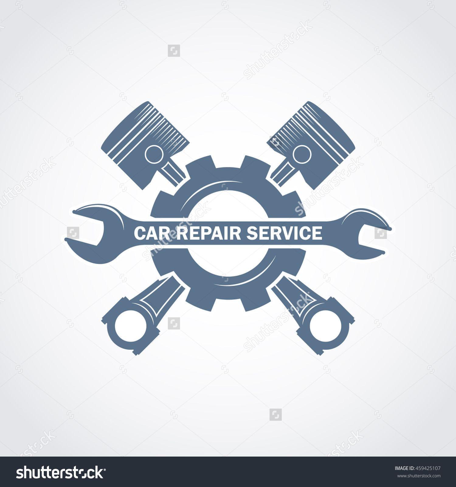 Motorcycle Service Logo - vector monochrome car service logo in retro style with a wrench ...