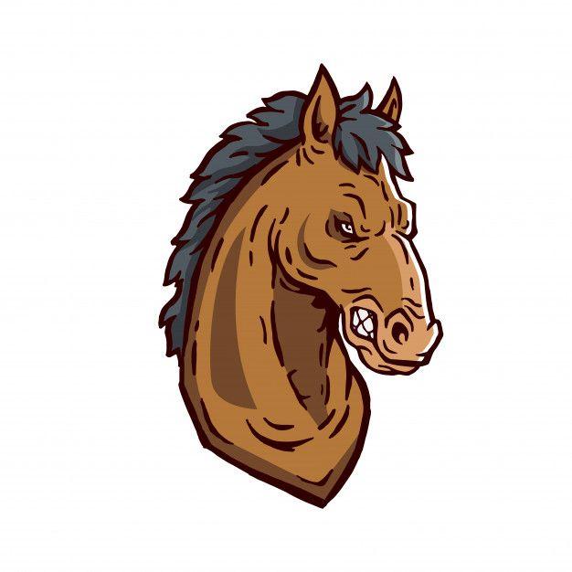 Horse Head Logo - Angry horse head logo character illustration Vector
