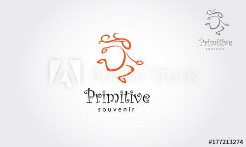 Primitive 21 Logo - Running primitive souvenir - vector logo character - Buy this stock ...