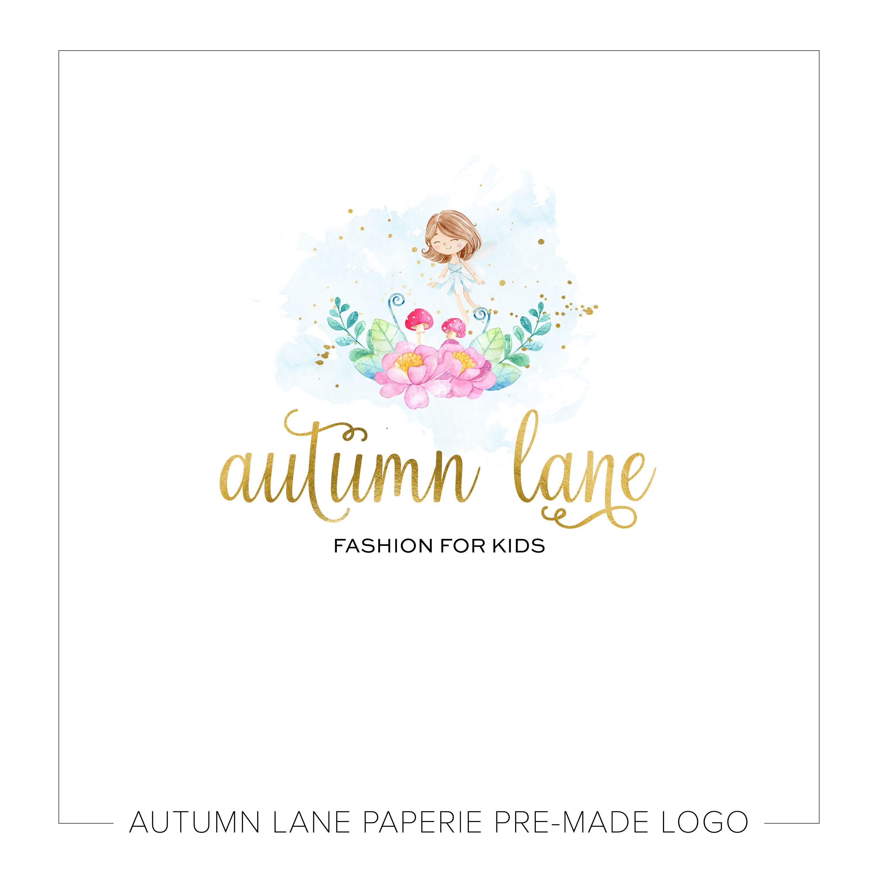 Whimsical Logo - Whimsical Fairy Watercolor Logo L16. Autumn Lane Paperie