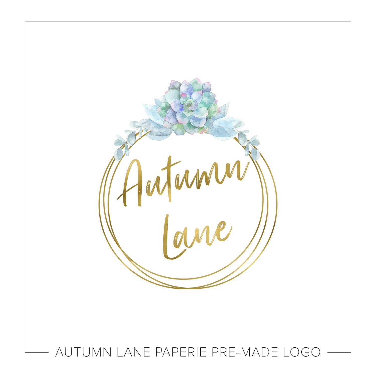 Whimsical Logo - Whimsical Succulent & Circle Logo J68. Autumn Lane Paperie