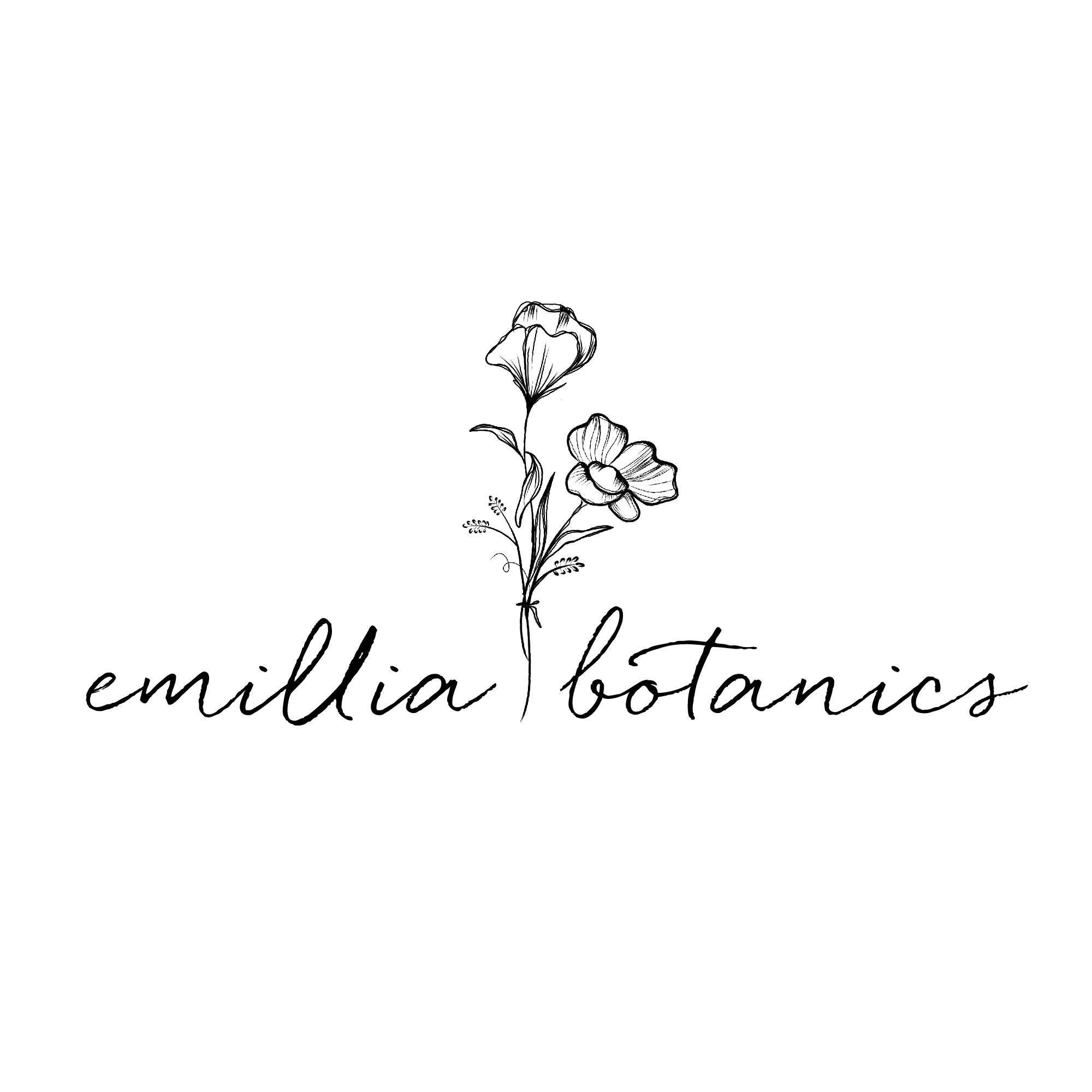 Whimsical Logo - Black and white botanical flowers logo design sketch roses herbs