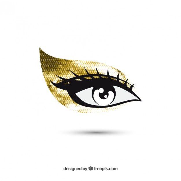 Makeup Clip Art Logo - Eye golden makeup Vector