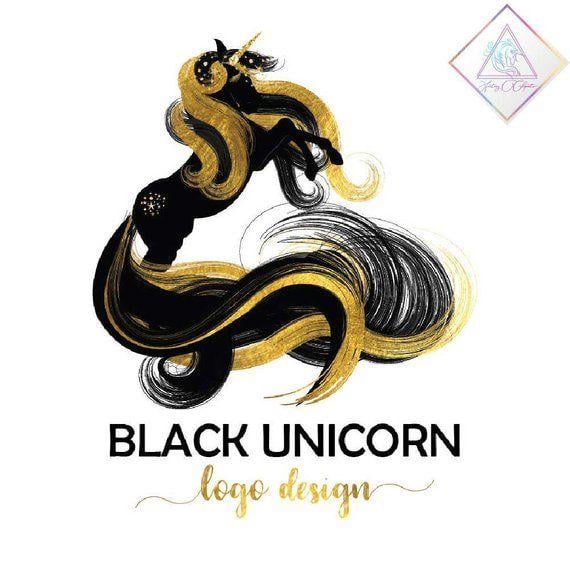 Whimsical Logo - Unicorn logo, black unicorn, logo design, custom logo design ...
