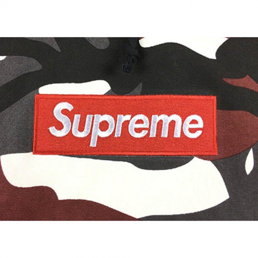 Suprerem Logo - Supreme Snow Camo Box Logo Hoodie (Maroon)