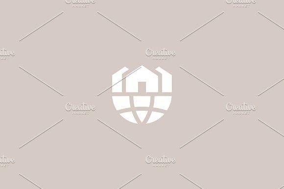 Tile Globe Logo - Abstract houses globe logo. Landscape Graphic Design. Logo