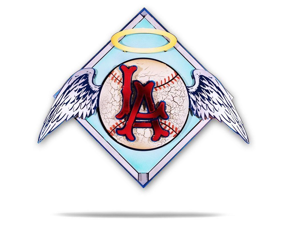 MLB Angels Logo - Los Angeles Angels Retro Logo 3D Metal Artwork Head Art