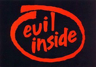 Evil Inside Intel Logo - Evil Inside. Spoof of Intel Logo. Computer jokes. Subvertisement