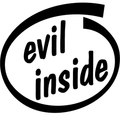 Evil Inside Intel Logo - Buy Intel Inside Parodies Stickers | StickerDude.com.au
