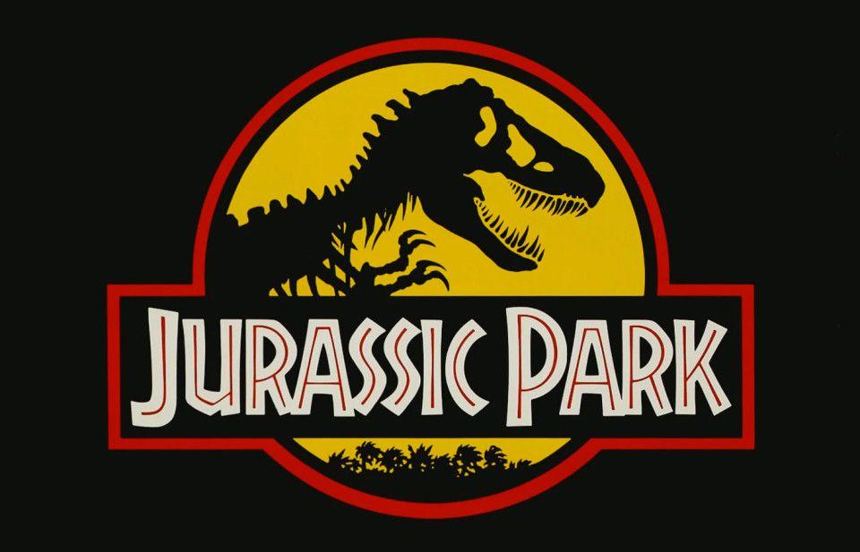 Red and Yellow with the Rock Restaurant in Title Logo - The Hidden History of the Jurassic Park Logo