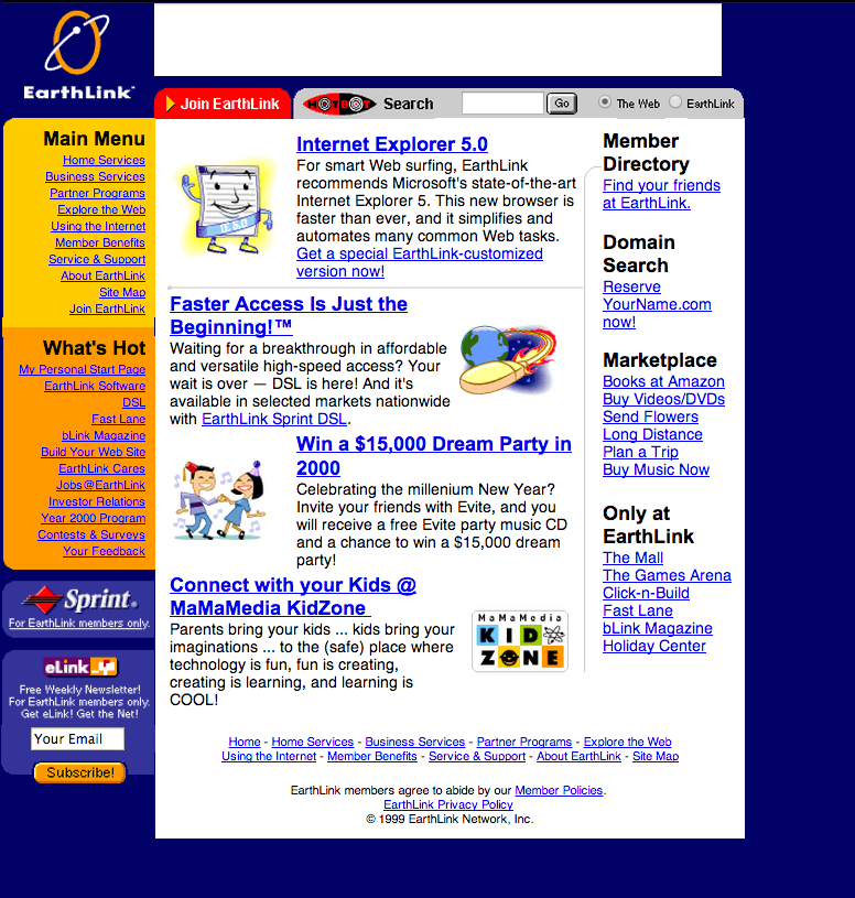 Old EarthLink Logo - Familiar Internet Homepages From The 90s That Will Make You Laugh