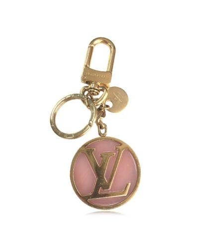 LV Circle Logo - LOUIS VUITTON LV circle Bag Charm key ring Key Holder Pink type Gold