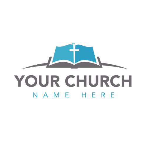 Bible Logo - Church Logo - Open Bible Cross