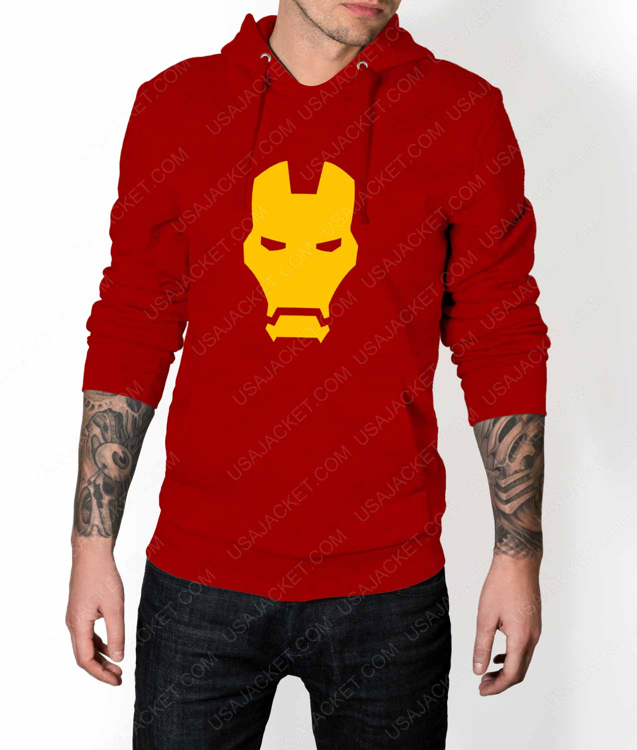 Iron Face Logo - Iron Man Face Logo Pullover Hoodie