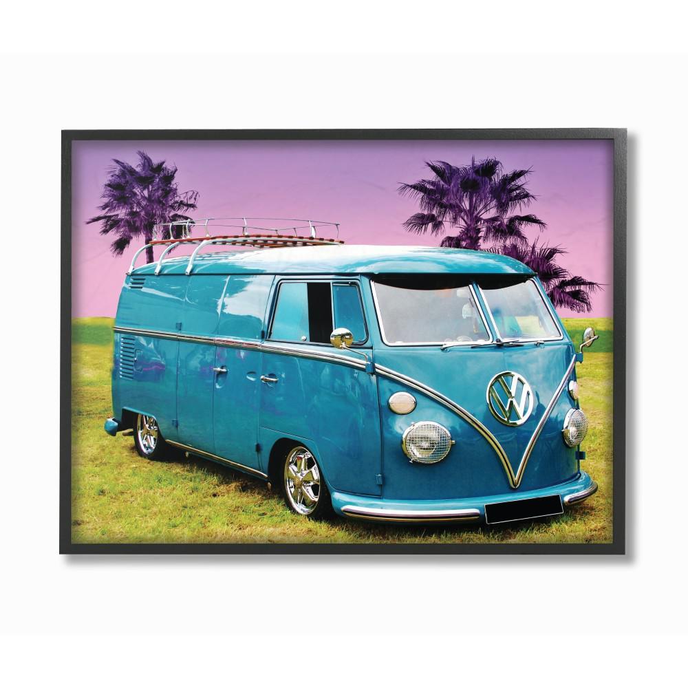 70s VW Logo - Stupell Industries 16 in. x 20 in. Vintage 70s Blue VW Bus