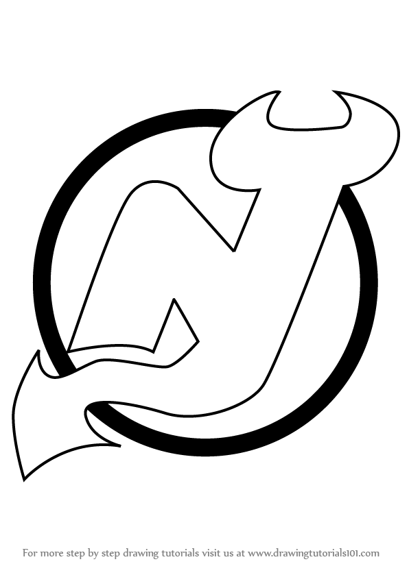 New Jersey Logo - Learn How to Draw New Jersey Devils Logo (NHL) Step by Step ...