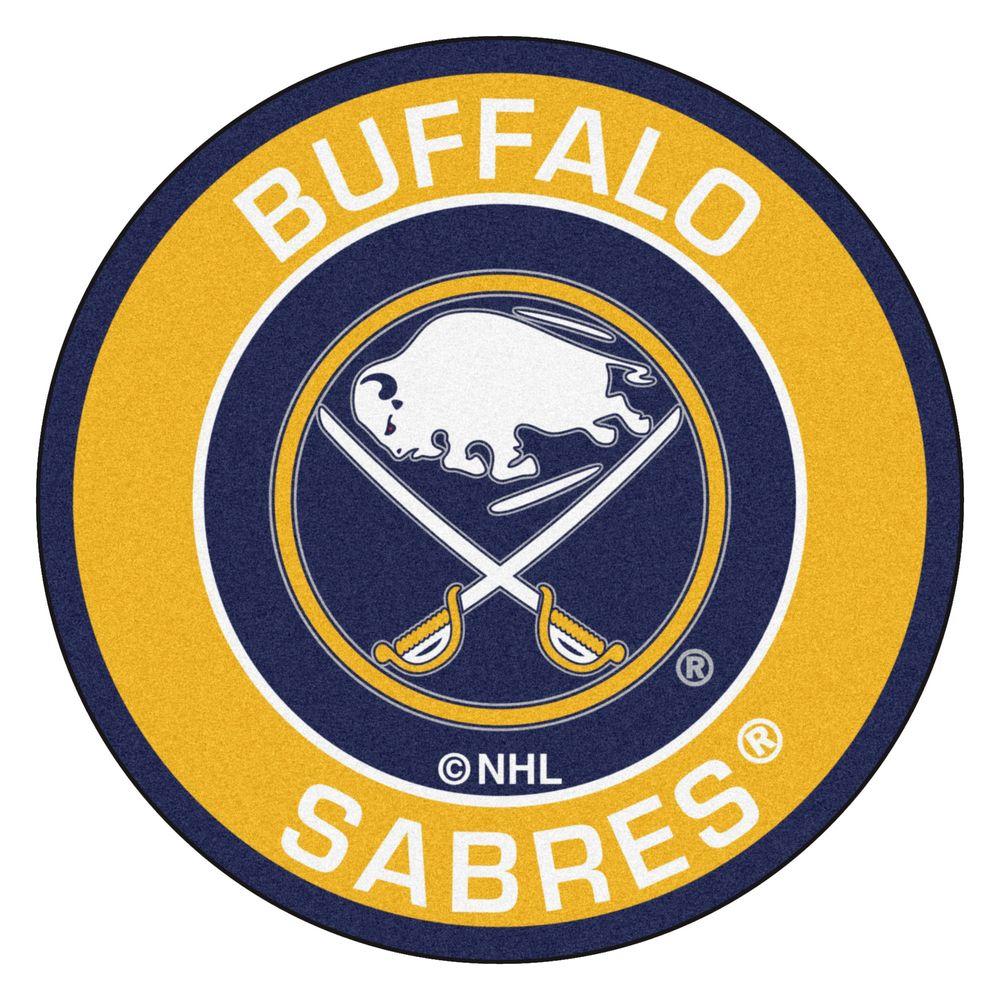 Sabres Logo - FANMATS NHL Buffalo Sabres Yellow 2 ft. x 2 ft. Round Area Rug-18864 ...