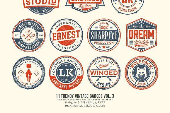 Trendy Vintage Logo - 11 Trendy Vintage Badges Volume 3 ~ Logo Templates ~ Creative Market