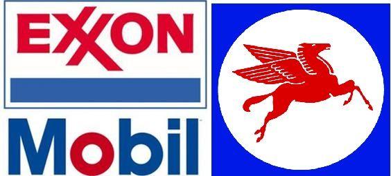 Mobil Gas Station Logo - The logo of Exxon Mobil gas an oil company symbolized through the ...