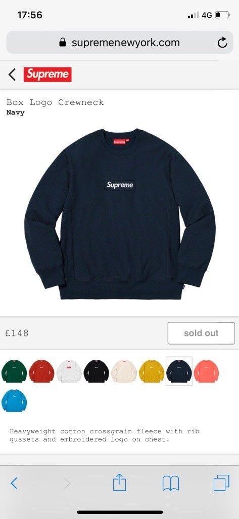 Pay Box Logo - Supreme box logo crewneck navy medium fw18 | in Luton ...