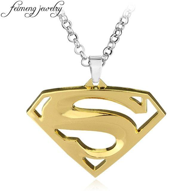 Golden S Logo - feimeng jewelry Super Hero Superman Necklace High Quality Golden ...