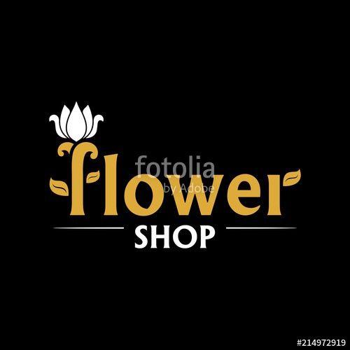 Gold Flower Company Logo - Vector logo for flower shop. Gold emblem with white tulip on black ...